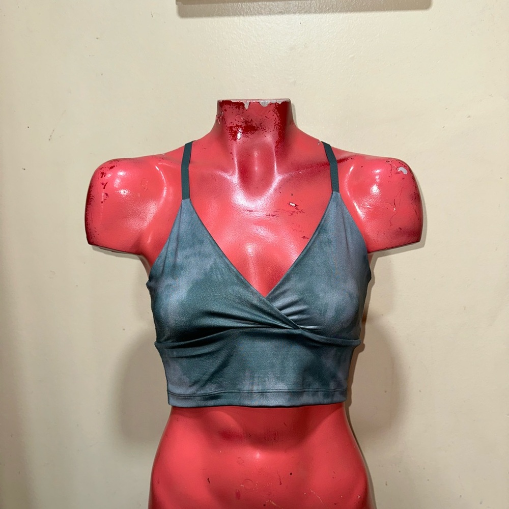 Beyond Yoga Lux Satin Tie Dye Blue/Green Cropped Tank Top